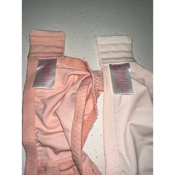 Breezies Bra Lot of 2 NWOT Pink Peach No padding L lace trim adjustable closure - Picture 4 of 9